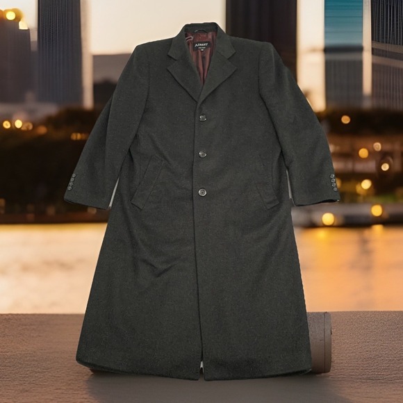 Afazzy New York Cashmere Wool Blend Top Coat Gray Mens 40 Regular Money Mob Boss